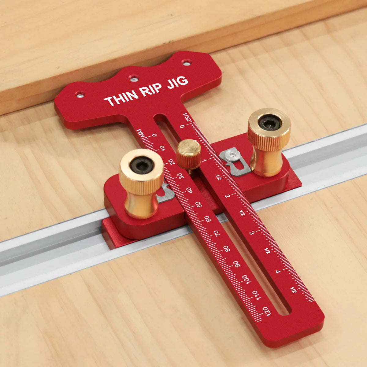 Precision Thin Rip Table Saw Jig with 3-Pulley System