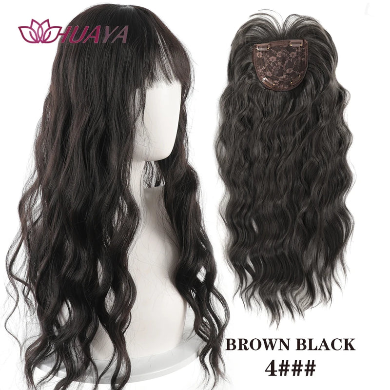 Long Wavy Hair Topper with Clips
