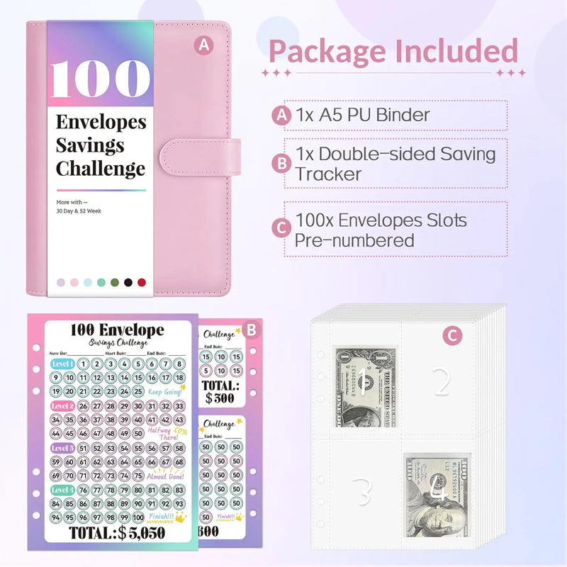 Carpeta del Reto de Ahorro con 100 Sobres