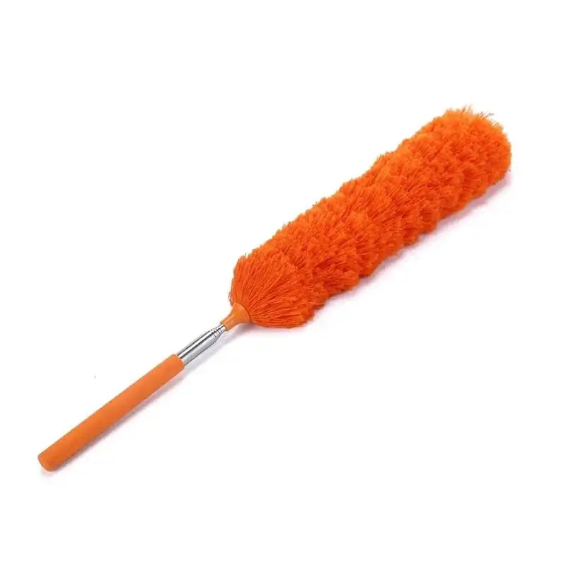 Orange electrostatic telescopic dust duster with a flexible stainless steel handle