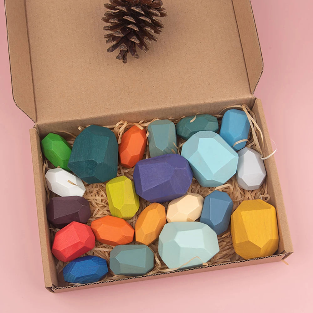 Wooden Stacking Rocks Toy for Kids