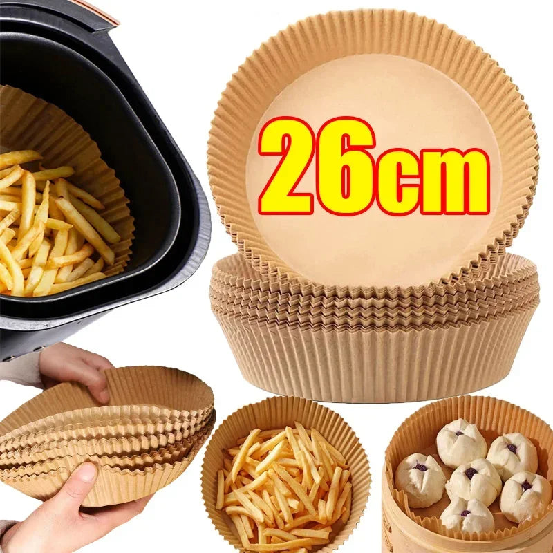 Disposable parchment paper liners for air fryer baskets and food preparation