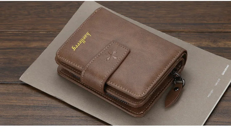 Vintage PU Leather Zipper Wallet for Men