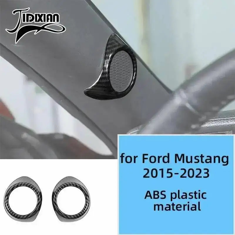 Set of black carbon fiber grain decorative trim pieces for Ford Mustang 2015-2023