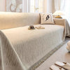 Thick Chenille Sofa Cover with Tassel Fringe — Scratch Resistant & Reversible
