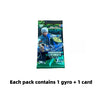 A pack of gyro and card featuring a character from the AULDEY Infinity Nado Spin Force Battle Top with Launcher game.