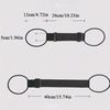 Black reusable elastic luggage strap with adjustable sizing and oval loops.