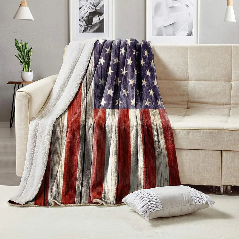 American Flag Print Throw Blanket