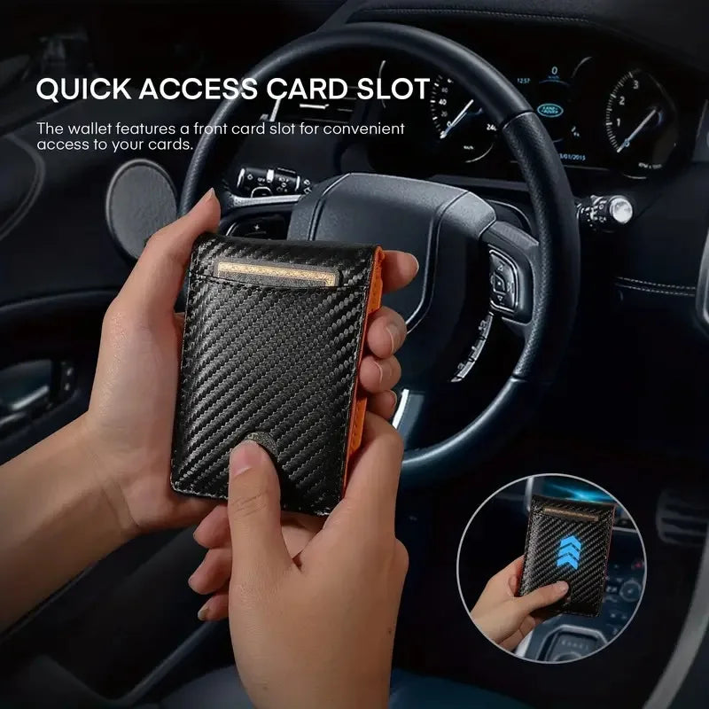 Slim Leather RFID Blocking Wallet with Money Clip