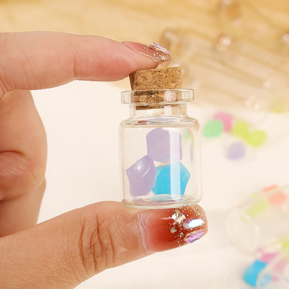 Set of 10 Mini Glass Bottles with Cork Stoppers for DIY and Decor