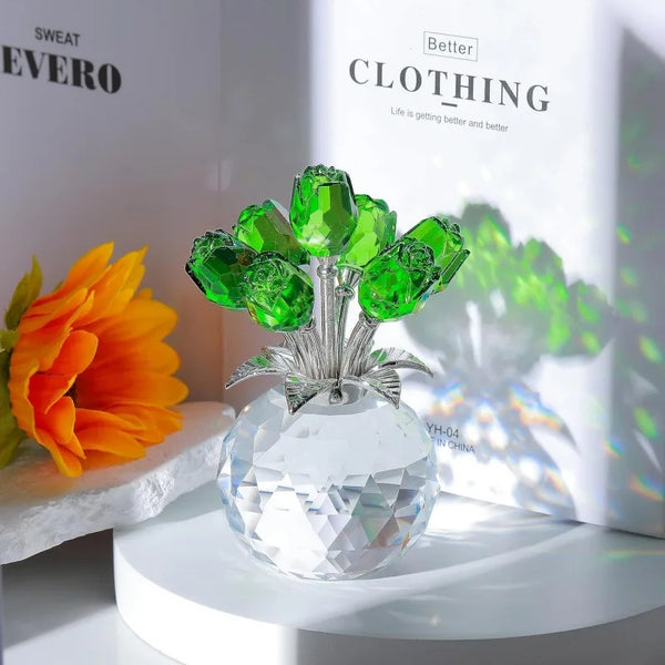 Ramo de Rosas de Cristal - Arreglo Floral Eterno en Vidrio