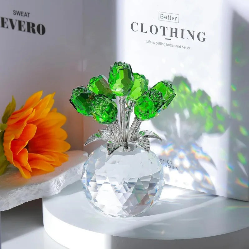 Bouquet de Roses en Cristal - Arrangement Floral Éternel en Verre
