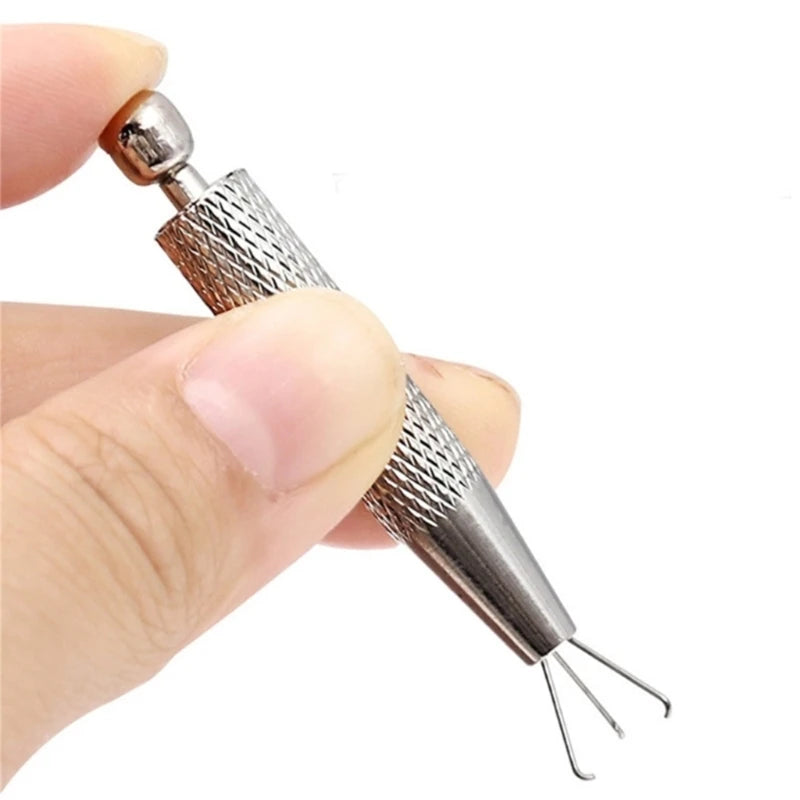 Four-Prong Stainless Steel Jewelry Pick-Up Tool