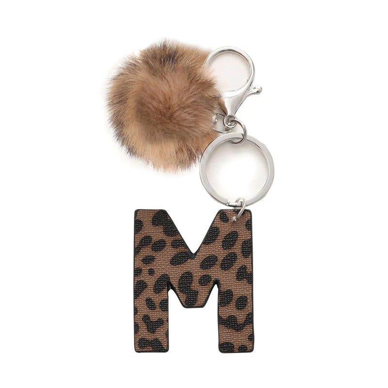 Leopard Print Letter Keychain