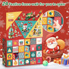 A festive Christmas advent calendar box filled with 24 themed toys and building blocks for opening.