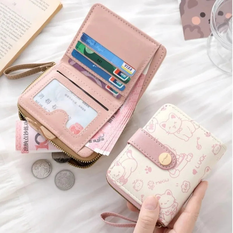 Cute Cat PU Leather Wallet with Zipper