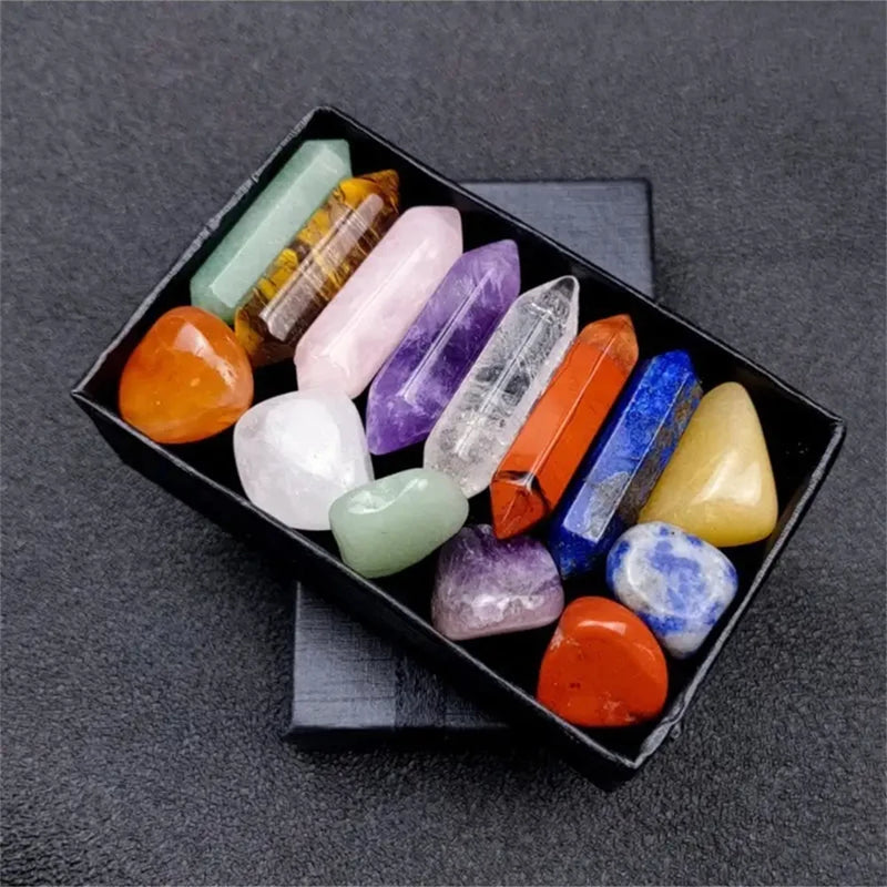 14-Piece Chakra Crystal Collection with Rose Quartz