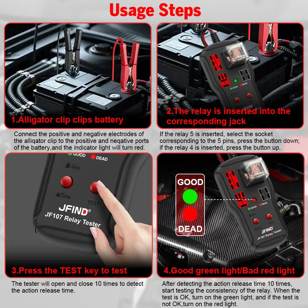12V-24V Automotive Relay Tester with LED Indicators