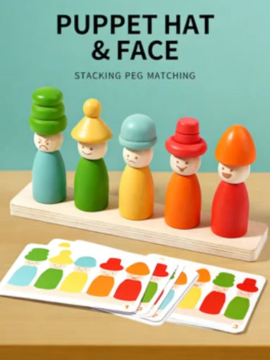 Wooden Color Sorting & Face Matching Toy for Toddlers