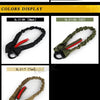 Various colors of a quick-release tactical rifle sling shown in black, olive green, and tan.