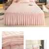 Quilted Solid Color Bed Skirt with Pleated Ruffle