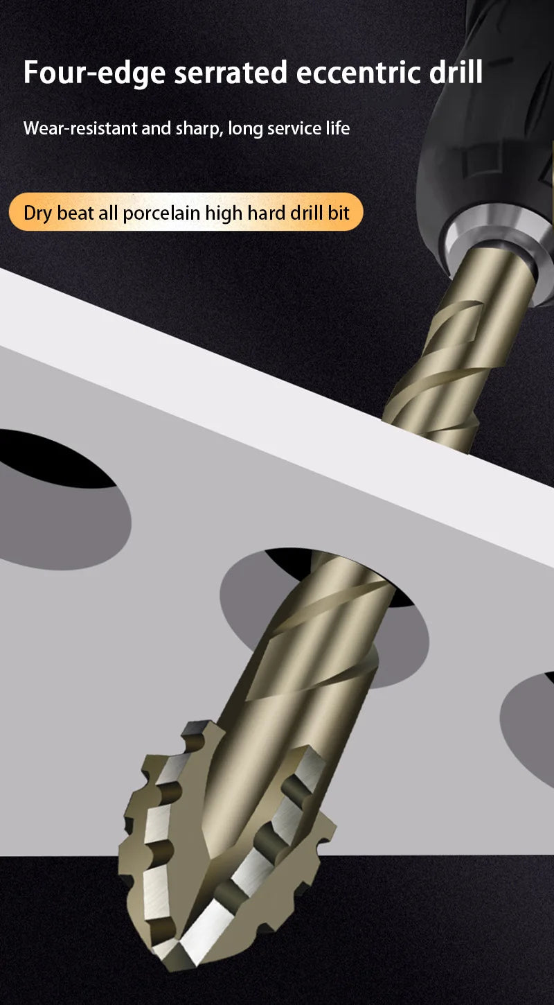 Carbide Four-Blade Serrated Drill Bit Set 6-10mm for Tile, Ceramic, and Stone