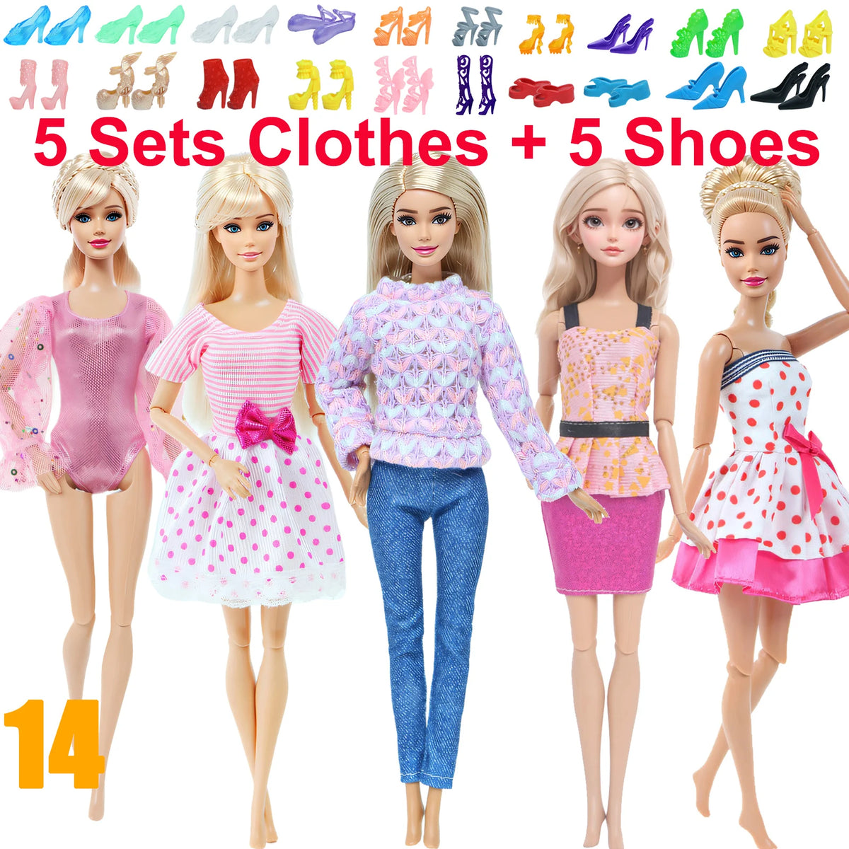 Fashion Doll Clothing Set with Shoes for 11.5-12 Inch Dolls