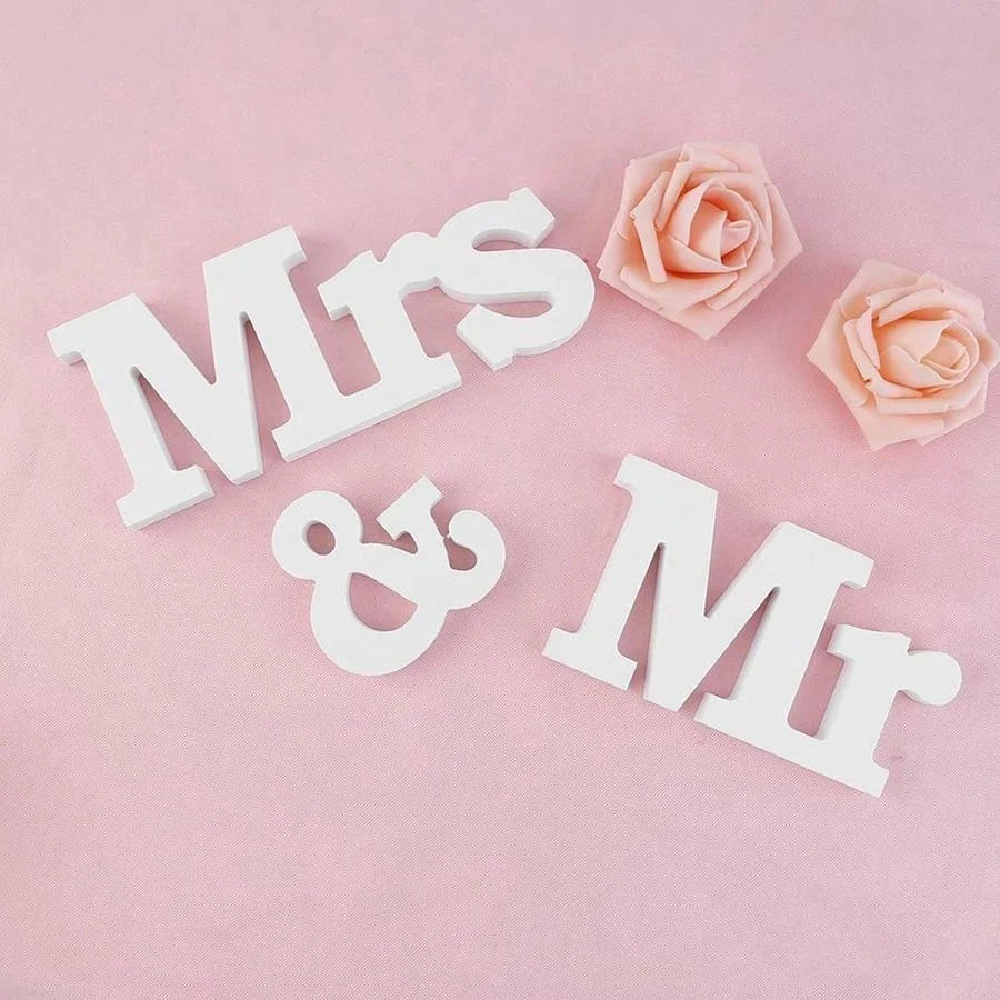 Mr & Mrs Wooden Love Sign Set for Wedding Table Displays