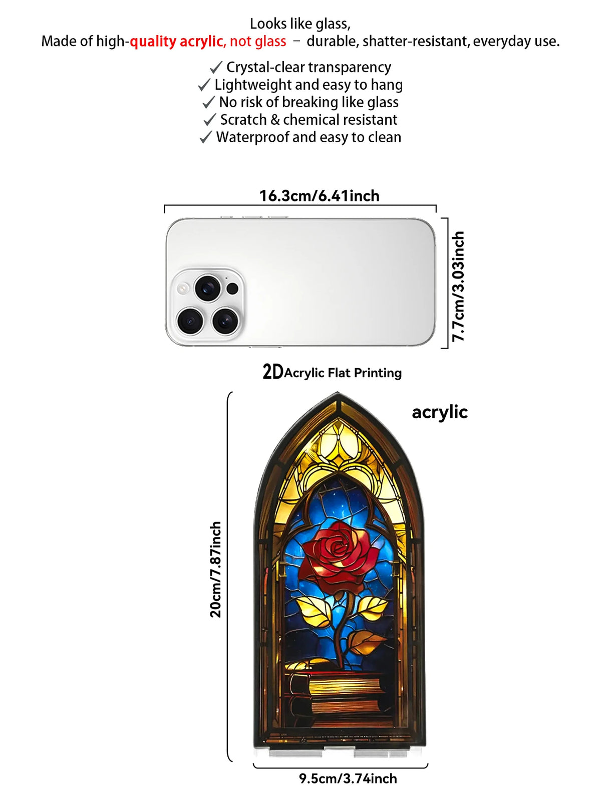 Acrylic Rose Gothic Arch Bookend for Bookshelf Decor