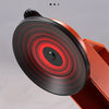 A close-up view of a large suction cup tool used for floor gap repair, showing the suction cup mechanism and a measurement sc