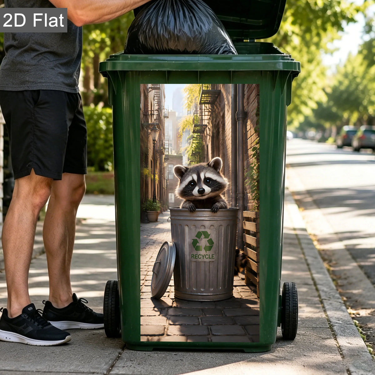 Raccoon Wheelie Bin Decal - Waterproof Outdoor Sticker