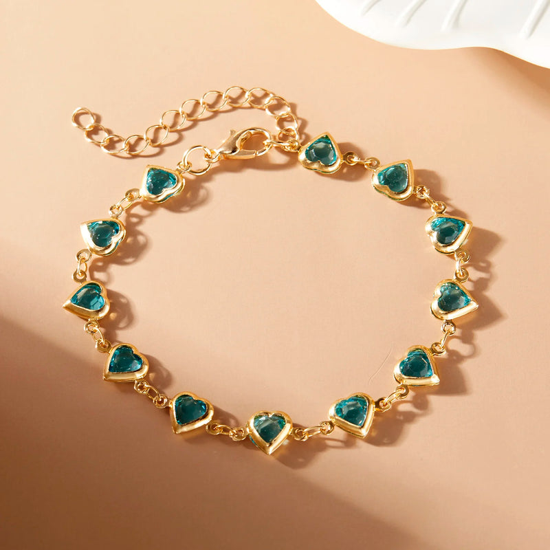 Heart Crystal Charm Bracelet