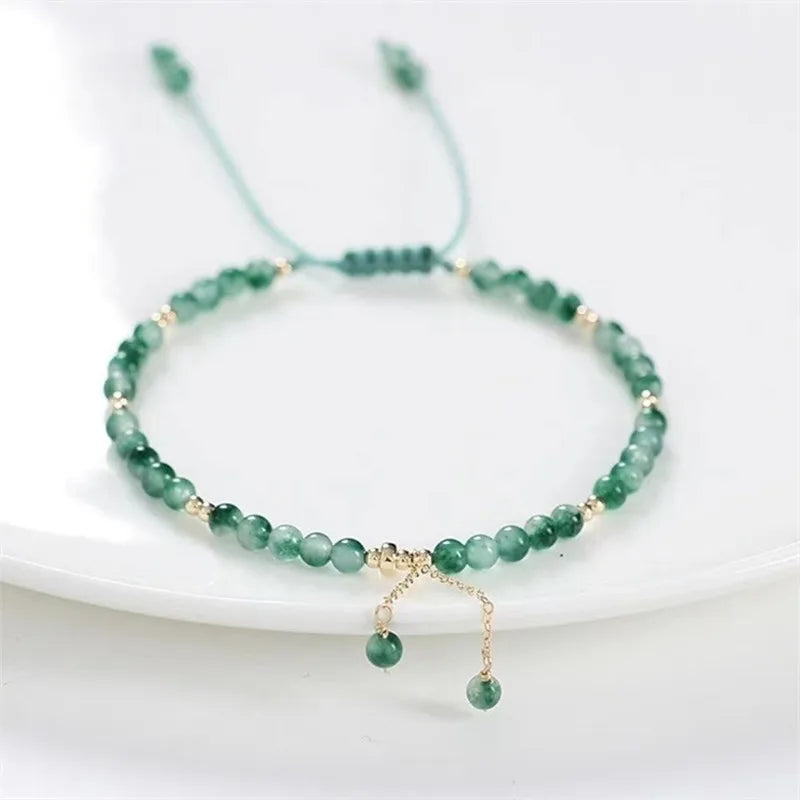 Handwoven Crystal Anklet with Natural Stone Charms