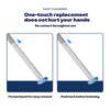 Wall-mounted disposable toilet brush set showing a replacement head being pushed out for easy removal