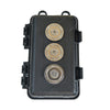 Black magnetic key hider box with three circular indentations for under-car storage