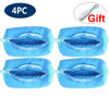 Four blue reusable mesh shoe laundry bags with handles shown for washing and drying shoes.