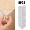 Acht transparente PVC-Sicherheitsstreifen zum Schutz von Möbel- und Tischkanten.