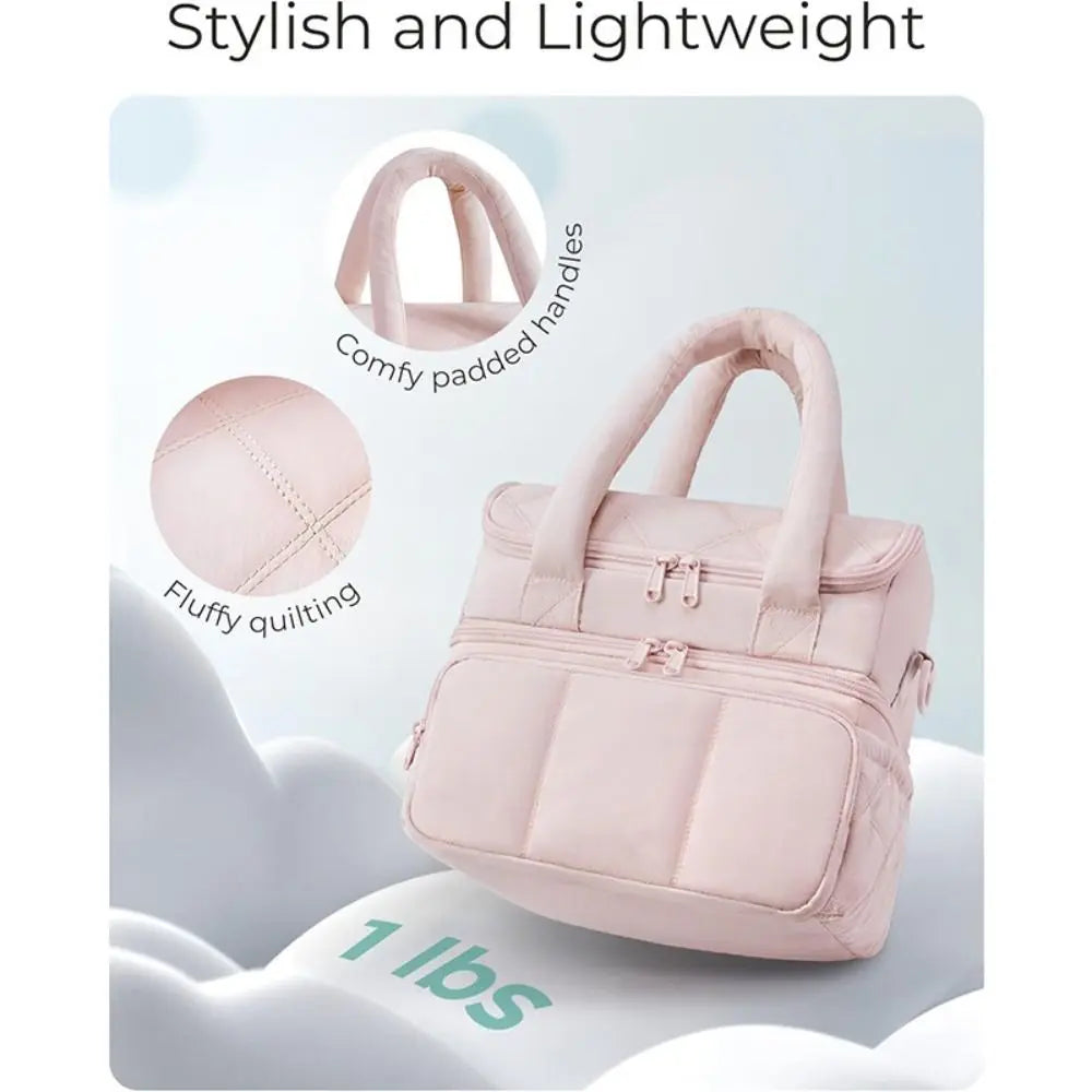 Insulated Double-Deck Lunch Tote with Leakproof Lining