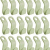 A set of light green cascading clothes hanger connector hooks for space-saving wardrobe organization.