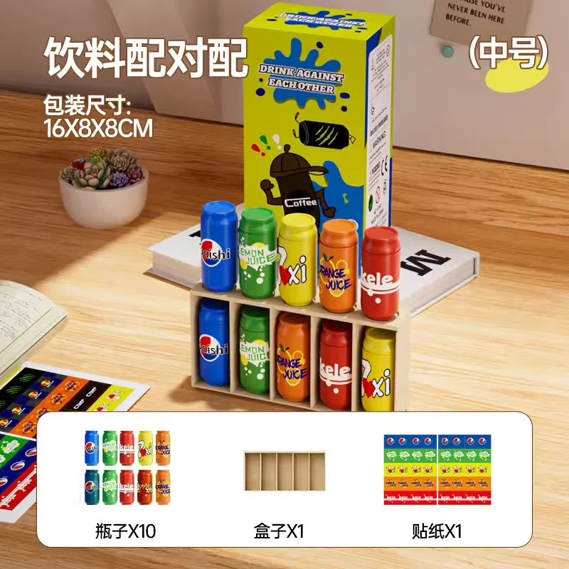 A box of color-matching strategy puzzle game featuring ten colored cylindrical pieces and a single large piece.