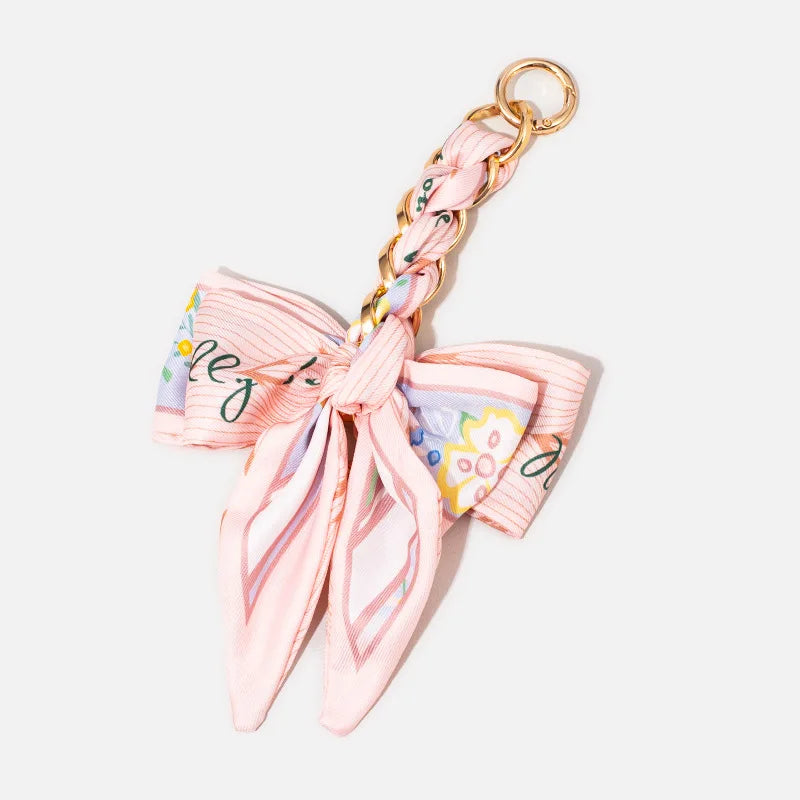 Elegant Bow Chain Bag Strap with Hanging Charm