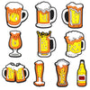 A set of fun PVC pins for decorating clogs, sandals, and shoes featuring various beer-themed designs.