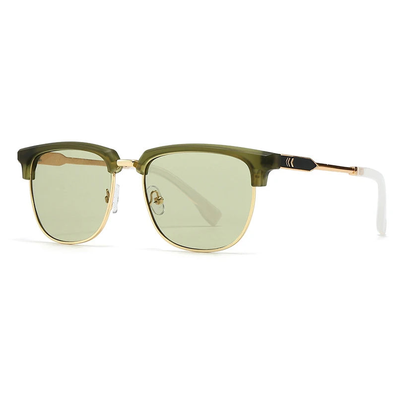 Lunettes de soleil rétro à monture demi-cadre
