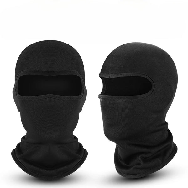 A pair of black windproof full face balaclavas shown against a white background.
