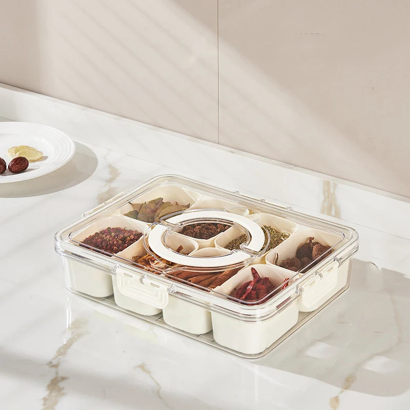 8-Compartment Portable Snack Box with Lid and Handle