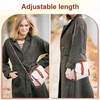 A woman models a gray coat with a leather mini bag strap set and alloy buckles.