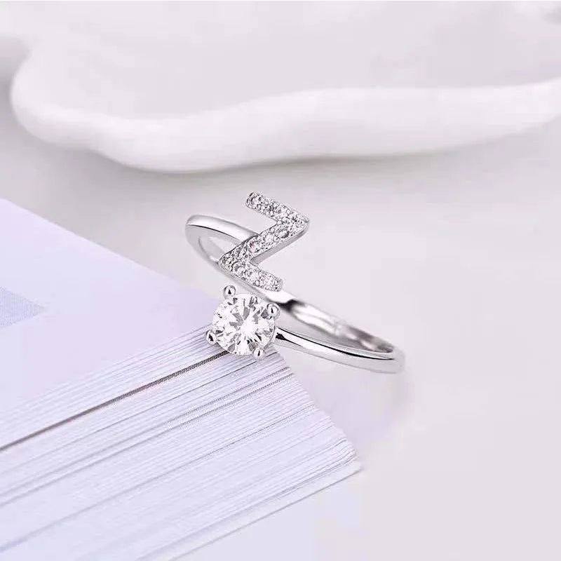 Initial Letter Ring with Zircon Accent