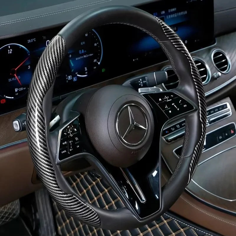 Carbon Fiber Style Microfiber Leather Steering Wheel Cover