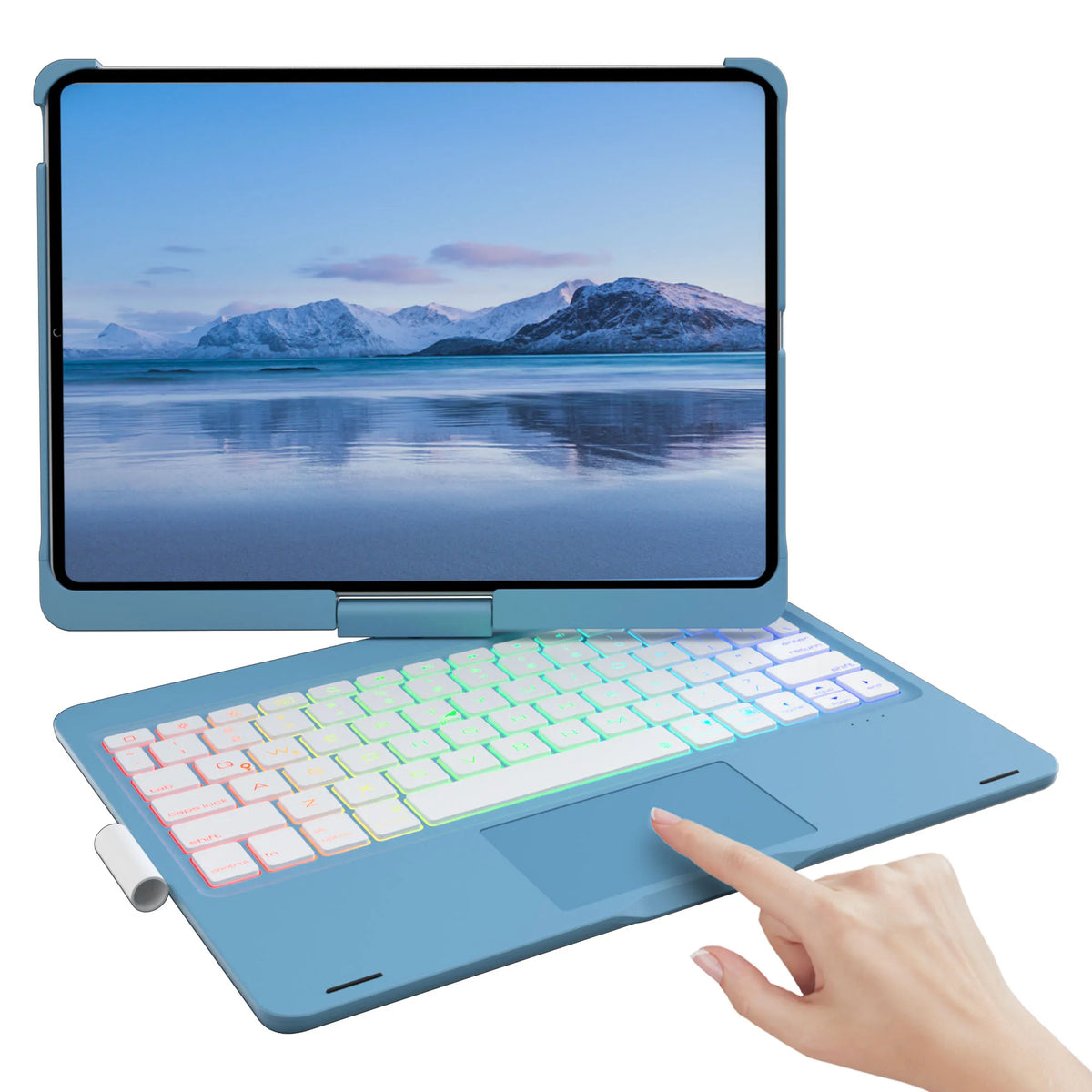 Backlit Keyboard Case with Trackpad & 360° Swivel for iPad