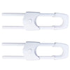White adjustable U-shaped child safety cabinet locks for knob handles.